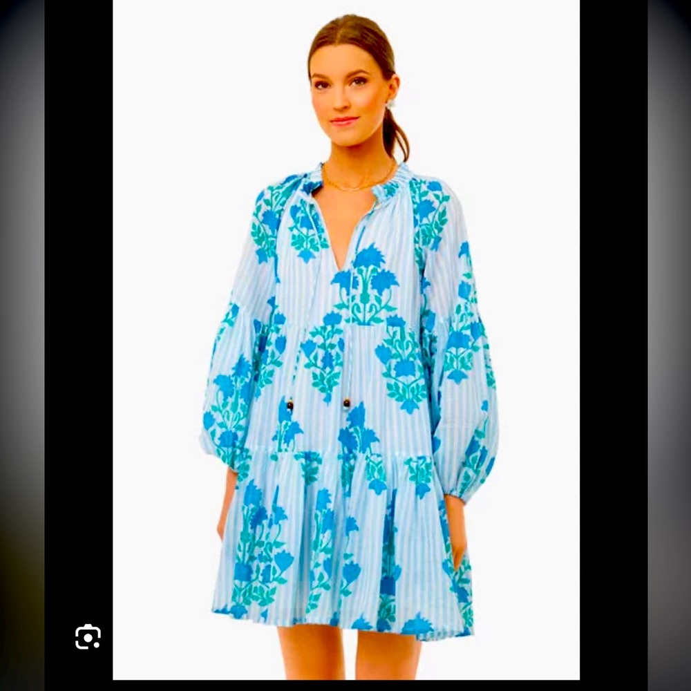 OLIPHANT balloon sleeve Jaipur in peach dress